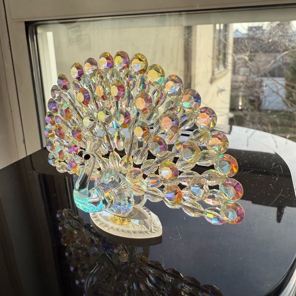 Crystal Peacock Figurine - Iridescent - Picture 3 of 7